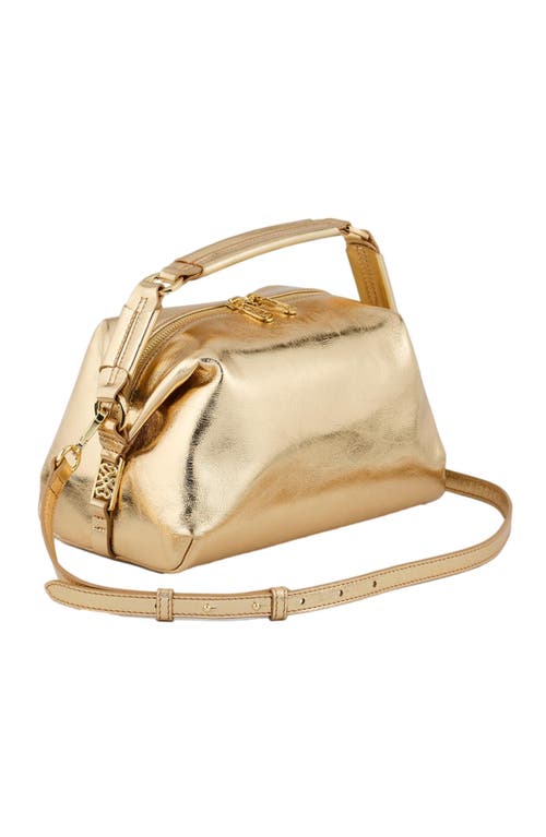 Shop Sandro Le 84 Leather Bag In Gold