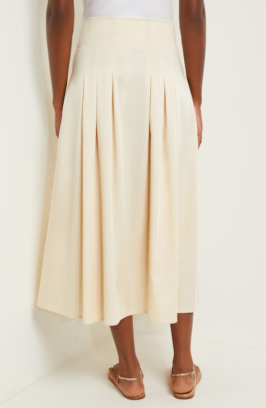 Shop Misook Pleated Button Front Midi A-line Skirt In Parchmnt/ivo