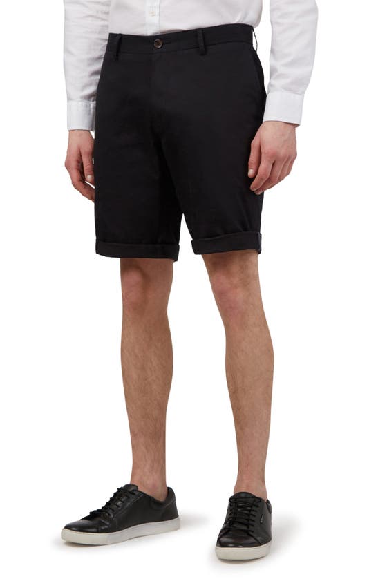Ben Sherman Signature Flat Front Stretch Cotton Chino Shorts In Black