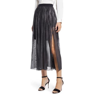 Petite Sanctuary Timeless Pleated Midi Skirt, Black