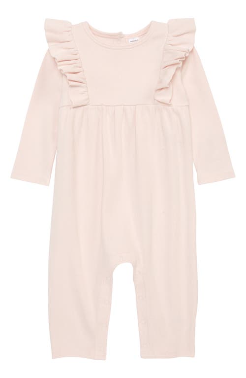 Nordstrom Ruffle Rib Stretch Cotton Romper in Pink Frosty