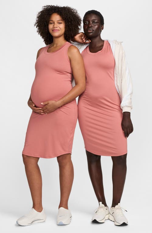 Shop Nike Dri-fit Sleeveless Knit Maternity Dress In Canyon Pink