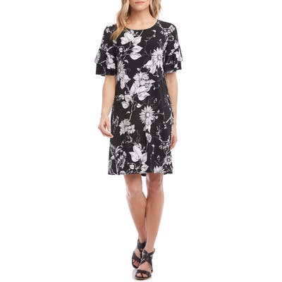 Karen Kane Ruffle Sleeve Shift Dress, Black