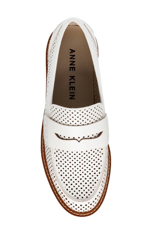 Anne Klein Women's Elia Perforated Penny Loafers In White