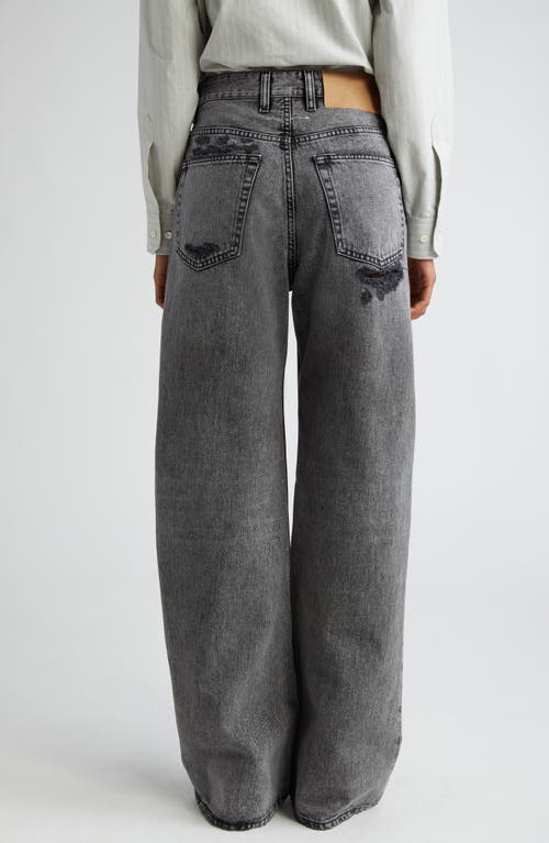 Shop Mm6 Maison Margiela Distressed Wide Leg Jeans In Black