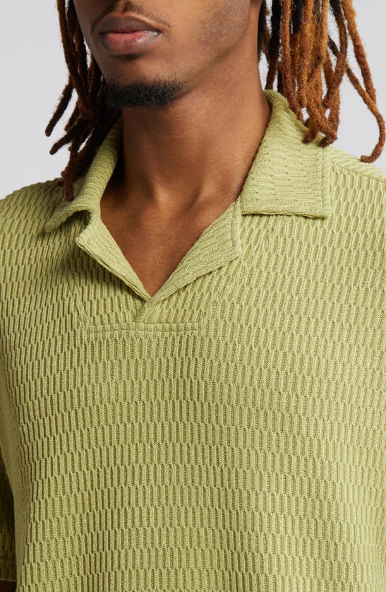 Shop Native Youth Jacquard Johnny Collar Polo In Green