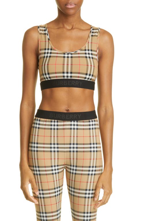 burberry Dalby Check Sports Bra Archive Beige Ip Chk at Nordstrom,