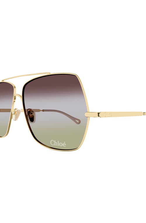 Shop Chloé 62mm Gradient Square Sunglasses In Gold 2