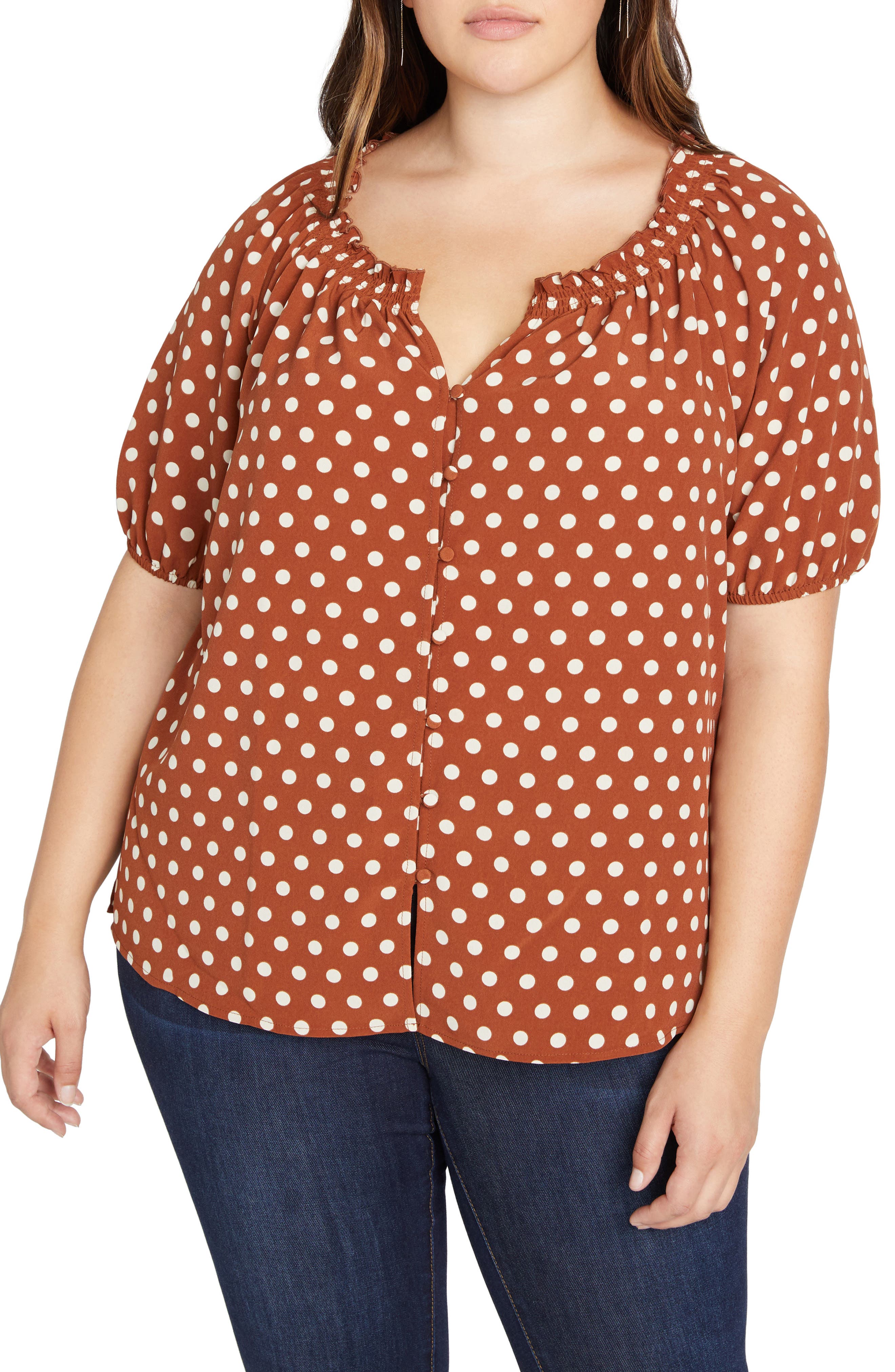 sanctuary polka dot blouse