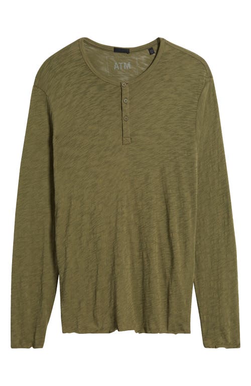 ATM Anthony Thomas Melillo Raw Edge Henley in Army 