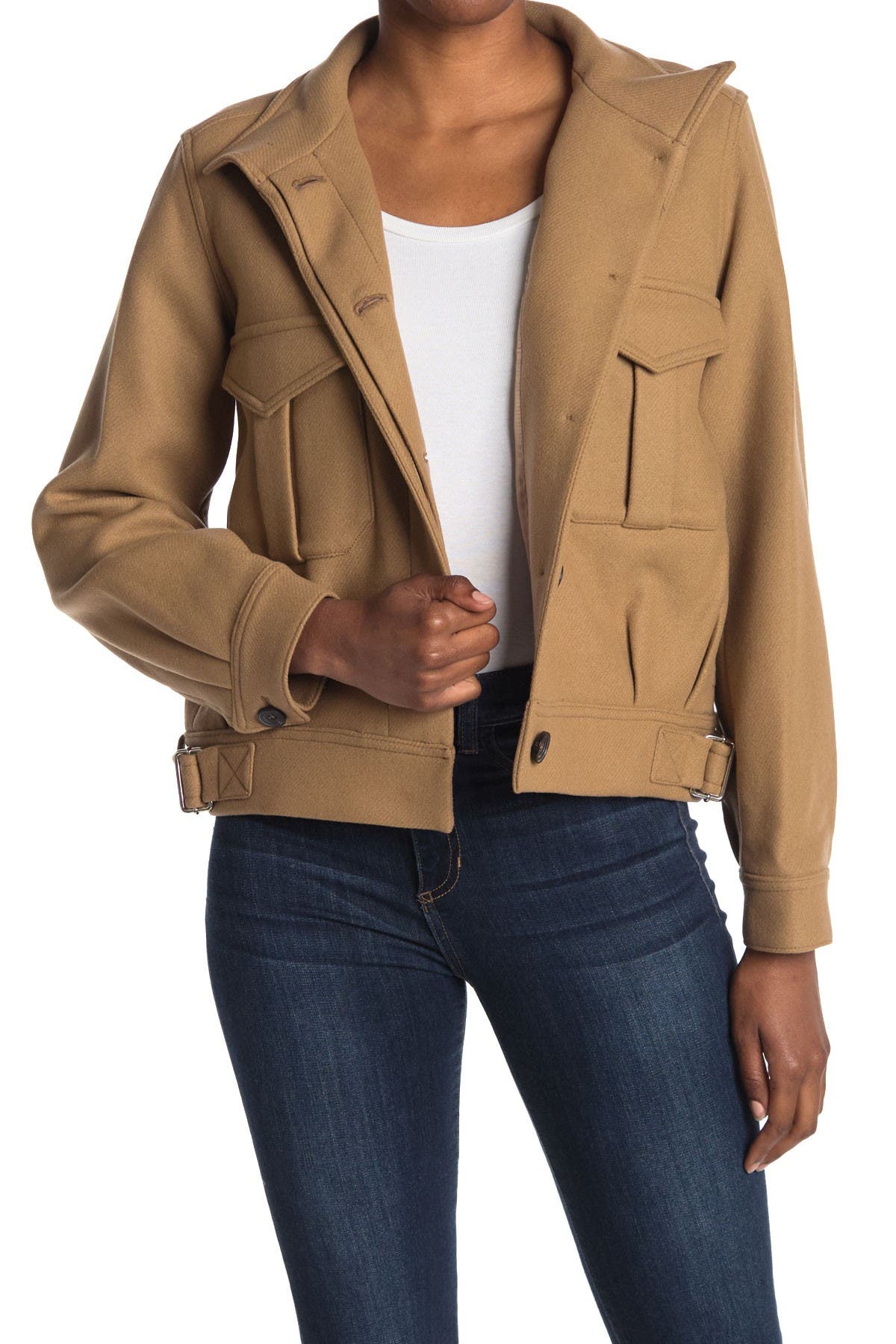 Wool blend utility sales jacket