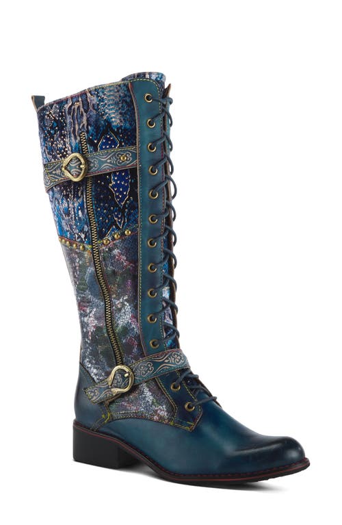 L'artiste By Spring Step Vaneyck Knee High Boot In Blue Multi