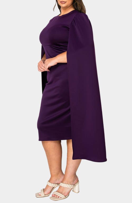 L I V D Naomi Cape Sleeve Midi Dress In Eggplant