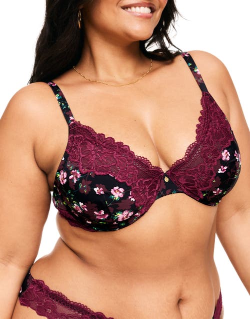 Shop Adore Me Aleena Unlined Plunge Bra In Floral Black