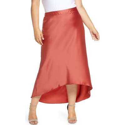 Plus Size Gibson X Fall Refresh Bias Cut Pull-On Skirt, Orange