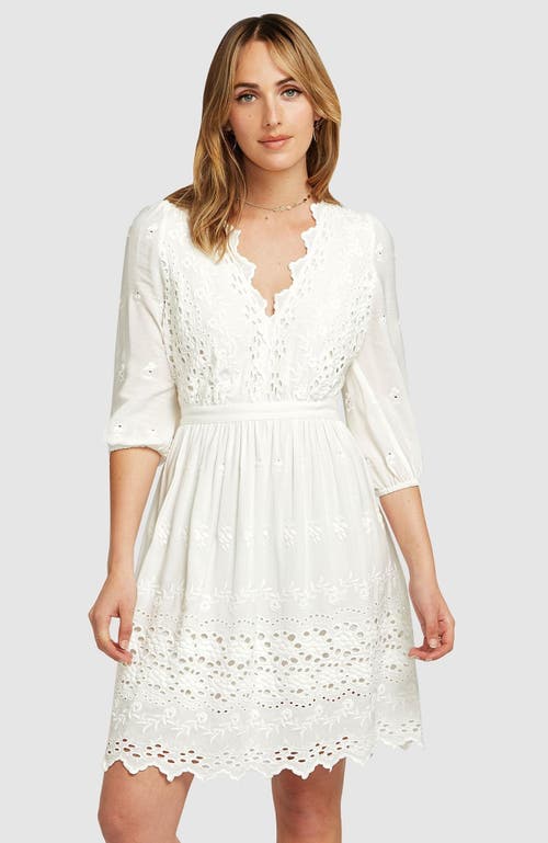 Belle & Bloom Sweet Talk Eyelet Mini Dress - White