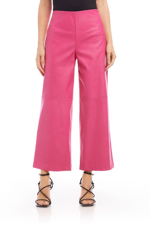 Karen Kane Crop Faux Leather Flare Pants in Hot Pink at Nordstrom, Size Large