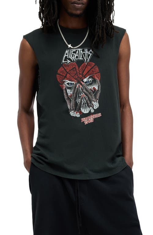 AllSaints Amortis Graphic Muscle Tee Washed Black at Nordstrom,