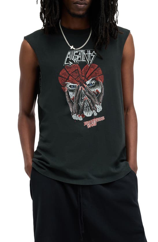 Shop Allsaints Amortis Graphic Muscle Tee In Washed Black