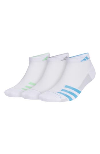 Shop Adidas Originals Adidas 3-pack Superlite Low Cut Socks In White/green Spark/blue Burst