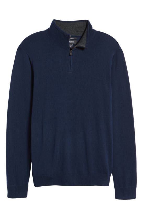 Nordstrom Washable Merino Quarter Zip Sweater In Navy Peacoat