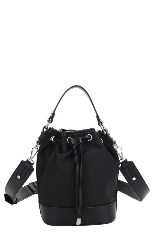 Ella Nylon & Vegan Leather Bucket Bag in Black