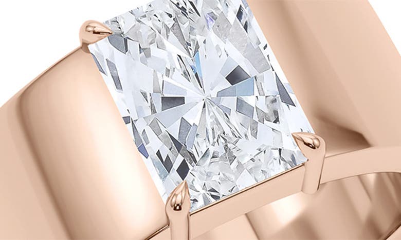 Hautecarat Radiant Cut Lab Created Diamond Band Ring In 18k Rose Gold