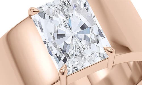 Hautecarat Radiant Cut Cigar Lab Created Diamond Ring In 2.50ctw 18k Rose Gold