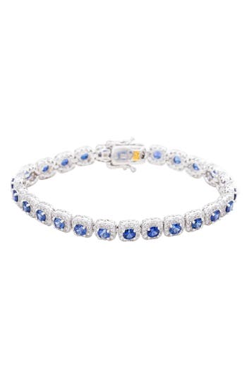 Suzy Levian Sapphire Tennis Bracelet In Blue