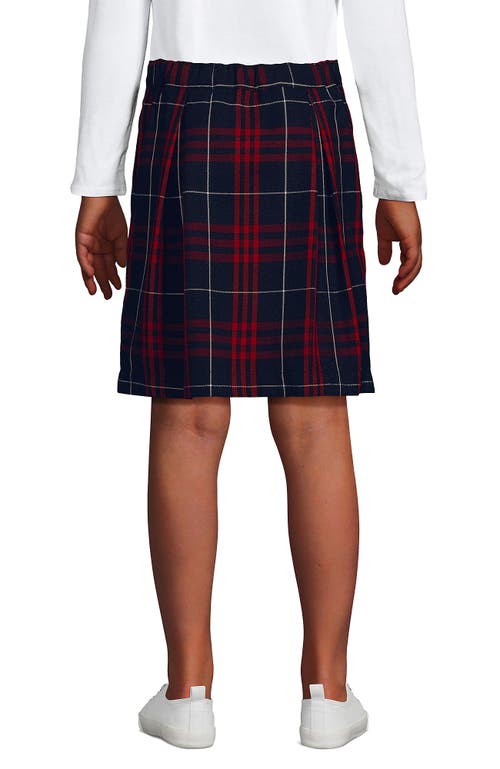 Lands' End School Uniform Girls Plaid Skort Top Of Knee In Classic Navy Large Plaid