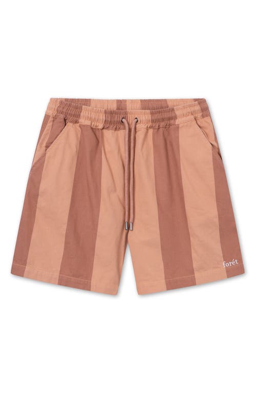 FORET Posy Stripe Organic Cotton Shorts in Sand Stone/Brick