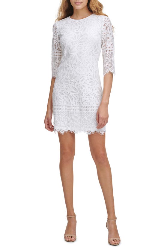 Kensie Lace Sheath Dress In White