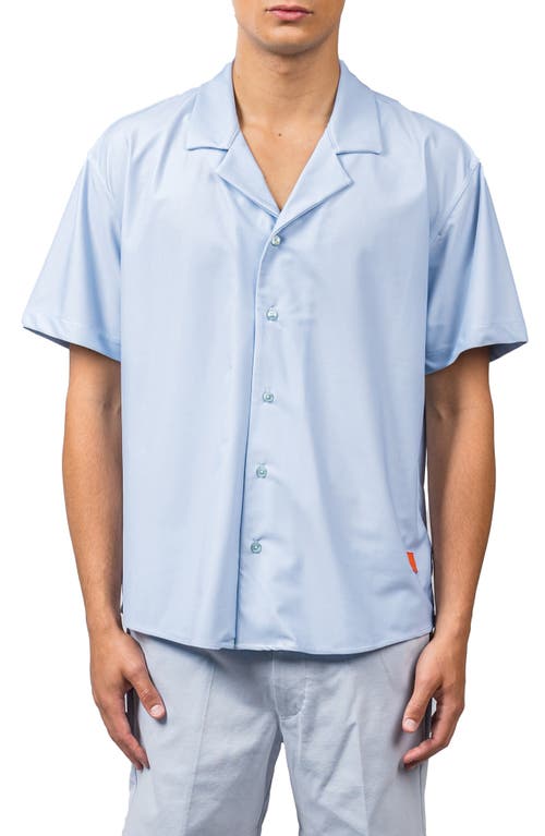 D.RT D. RT Solid Short Sleeve Button-Up Shirt in Powder Blue