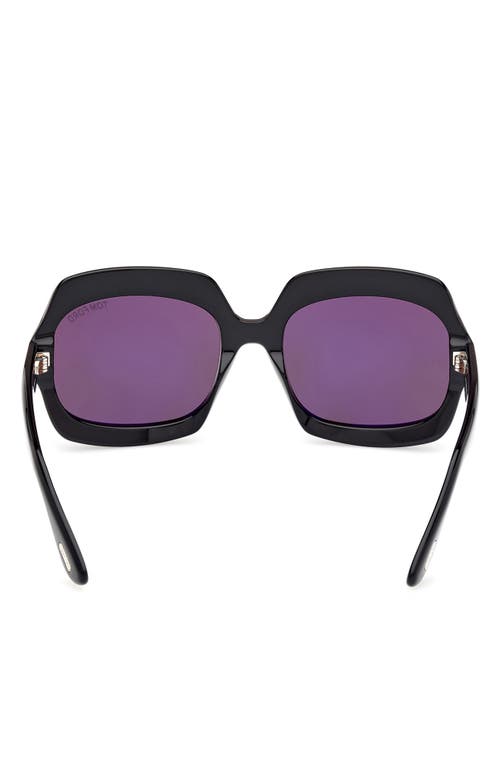 Shop Tom Ford Ren 60mm Geometric Sunglasses In Shiny Black/smoke