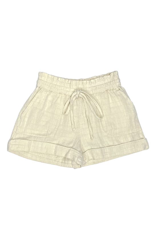 Shop Tractr Kids' Cuff Drawstring Shorts In Cream