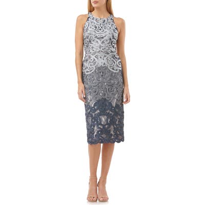Js Collections Soutache Lace Midi Dress, Grey