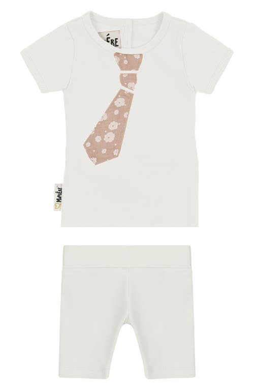 Maniere Kids' Manière Fly Away Tie Two-piece T-shirt & Bike Shorts Set In White