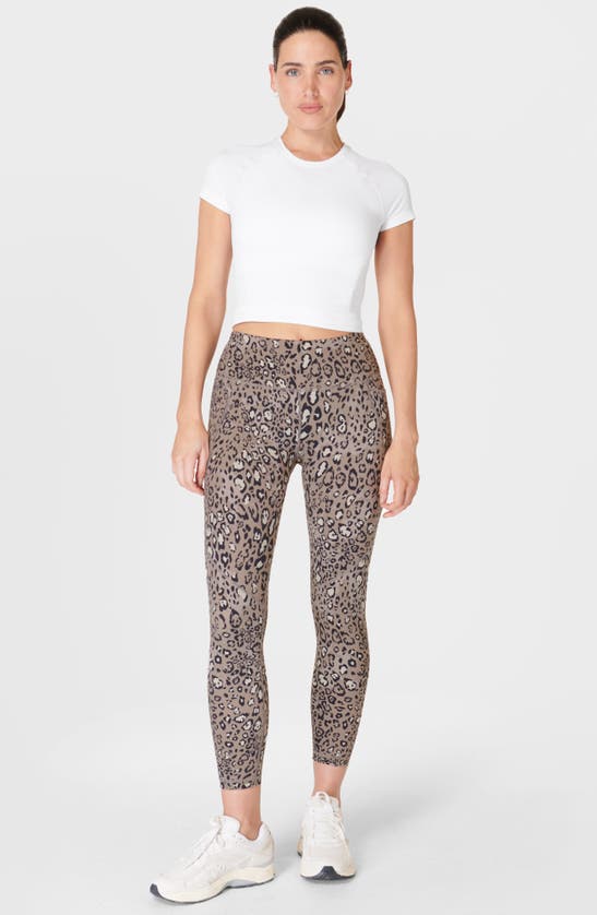 Shop Sweaty Betty Power Pocket Workout Leggings In Brown Realistic Leopard Print