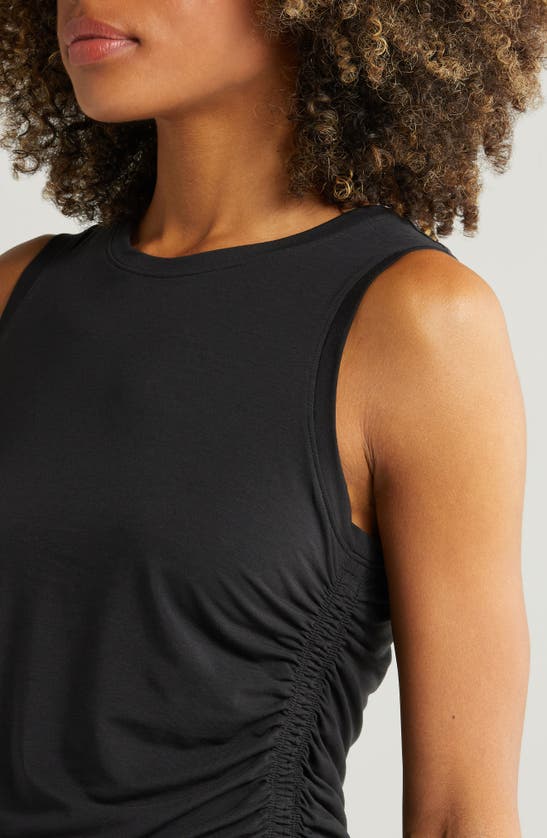 Shop Zella In The Zone Ruched Side Tank In Black