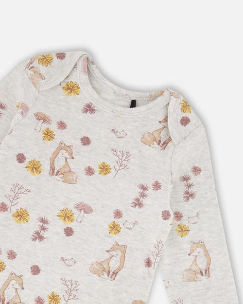 Shop Deux Par Deux Baby Girl's Printed Organic Cotton Bodysuit And Pointelle Overall Set Woodrose In Printed Fox