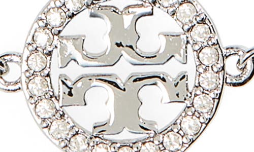 Shop Tory Burch Miller Pavé Charm Bracelet In Tory Silver/crystal