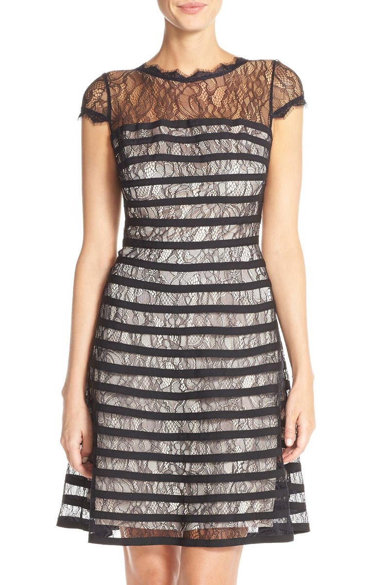 Adrianna Papell Banded Lace Fit & Flare Dress | Nordstrom