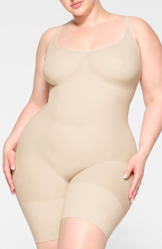 Shop Skims Everyday Sculpt Mid Thigh Bodysuit In Sand