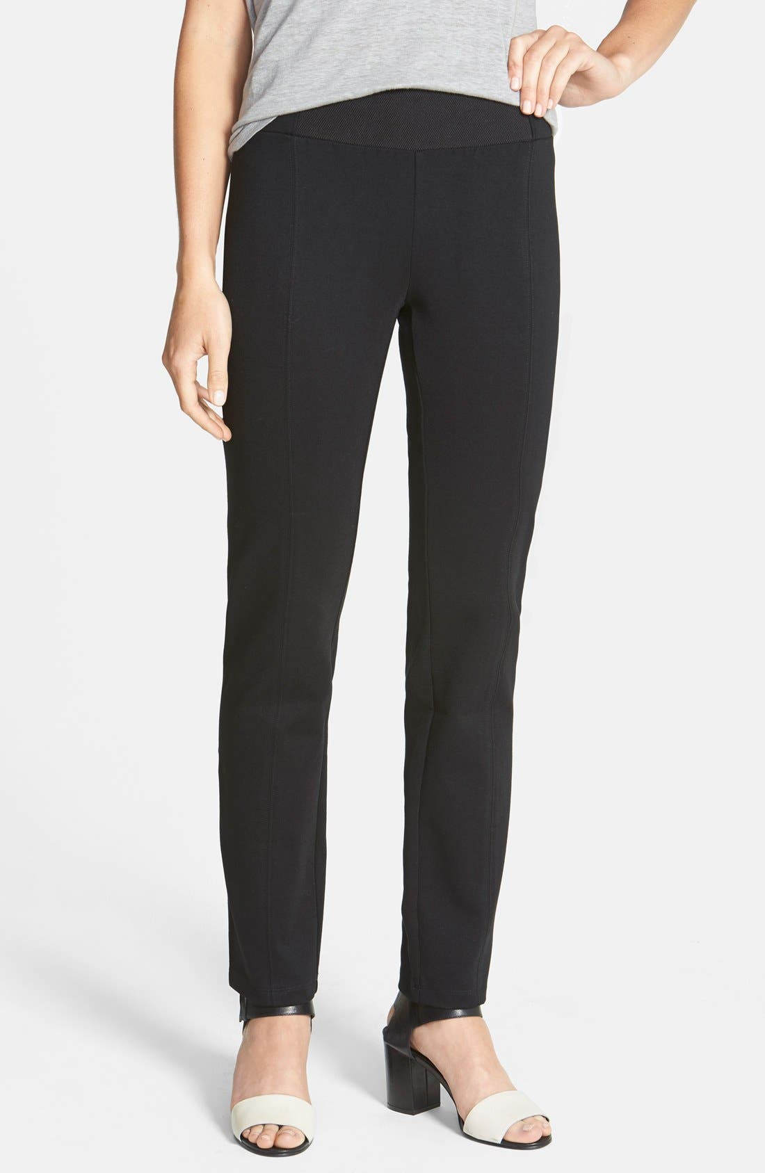 Eileen Fisher Yoke Detail Stretch Knit Skinny Pants (Regular & Petite