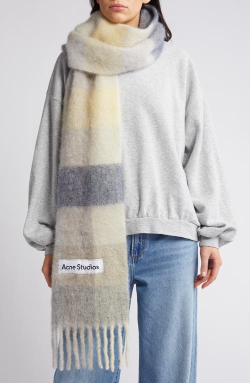 Acne Studios Vally Plaid Alpaca, Wool & Mohair Blend Scarf In Vanilla/beige/lavender