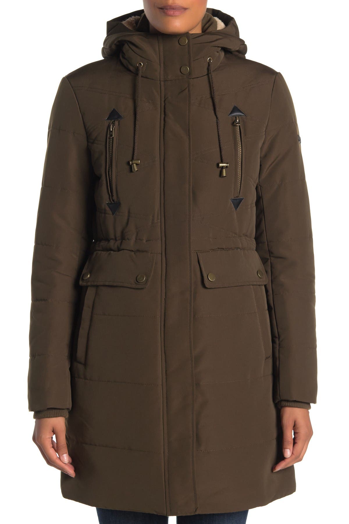 lucky brand faux fur trench coat