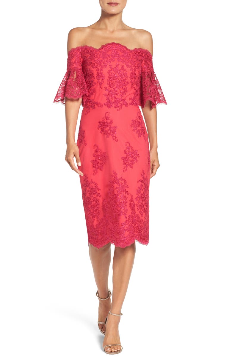 Badgley Mischka Off the Shoulder Sheath Dress | Nordstrom