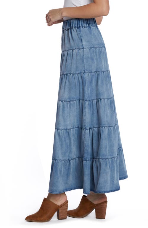 WASH LAB DENIM WASH LAB DENIM TIERED DENIM MAXI SKIRT