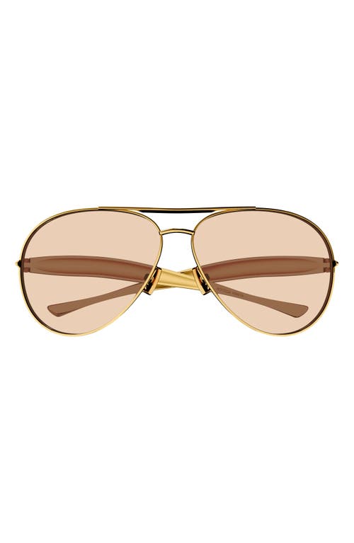 Bottega Veneta 64mm Oversize Pilot Sunglasses in Gold at Nordstrom