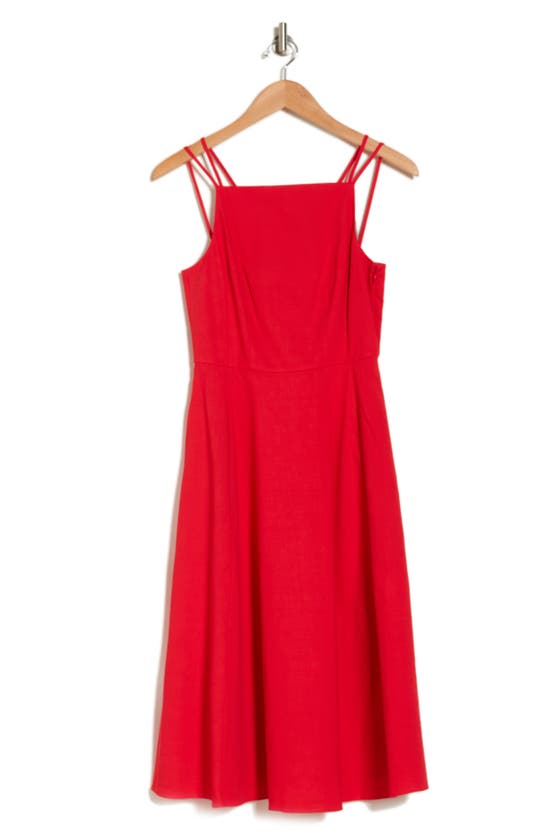 THEORY FIT & FLARE LINEN BLEND DRESS